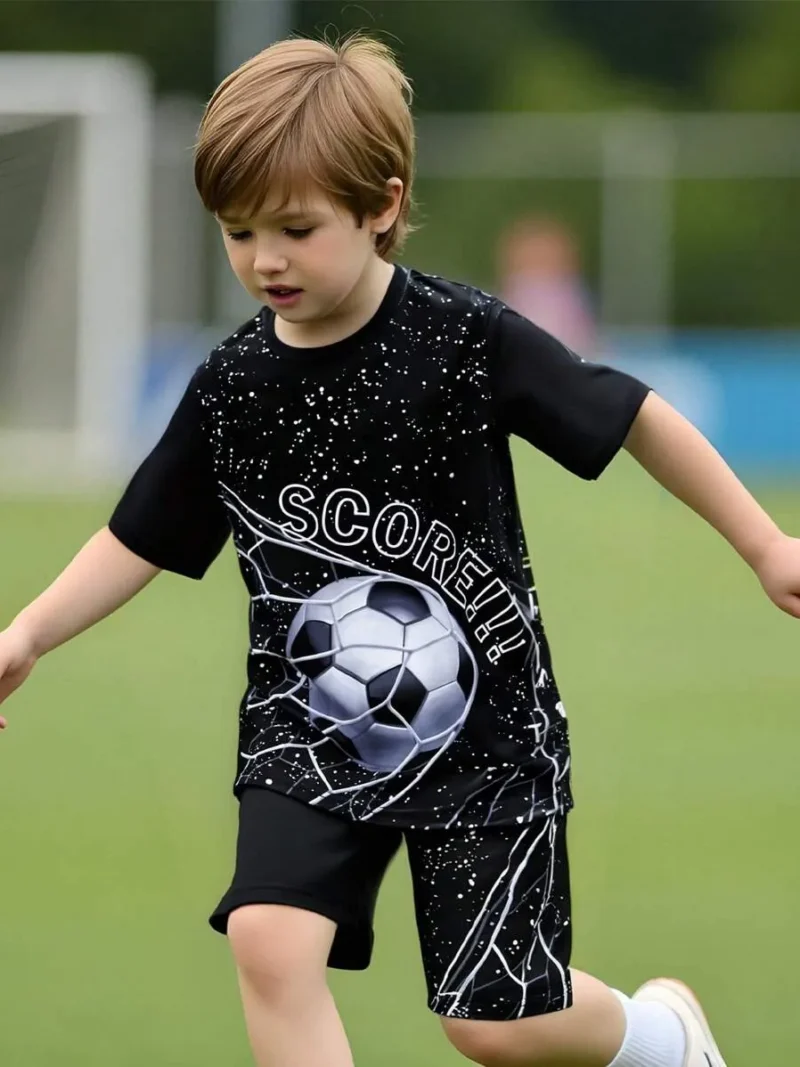 Soccer & Letter Graphic Tee & Shorts