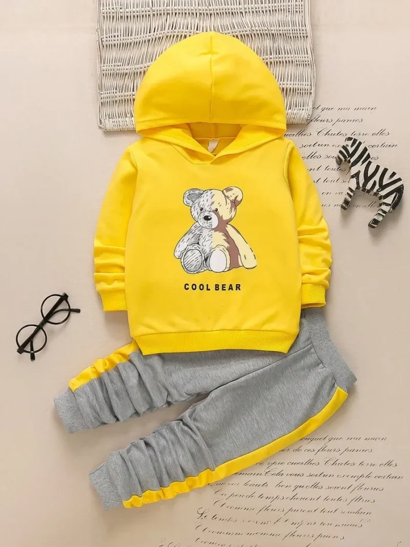 Bear And Letter Graphic Hoodie & Sweatpants