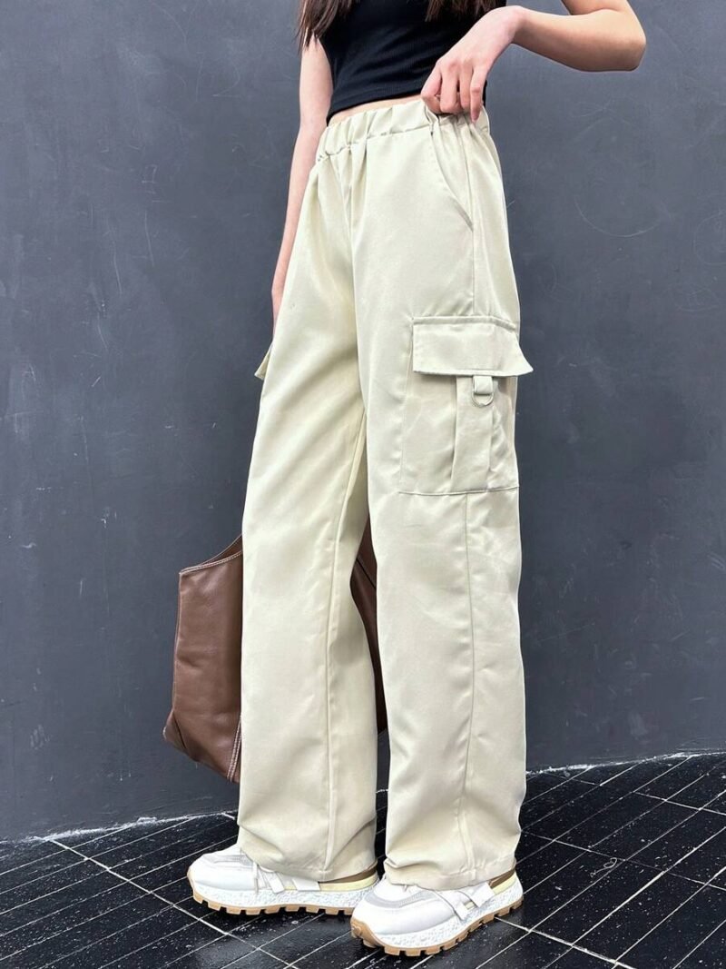 Casual Stylish Beige 3D Cargo Pants