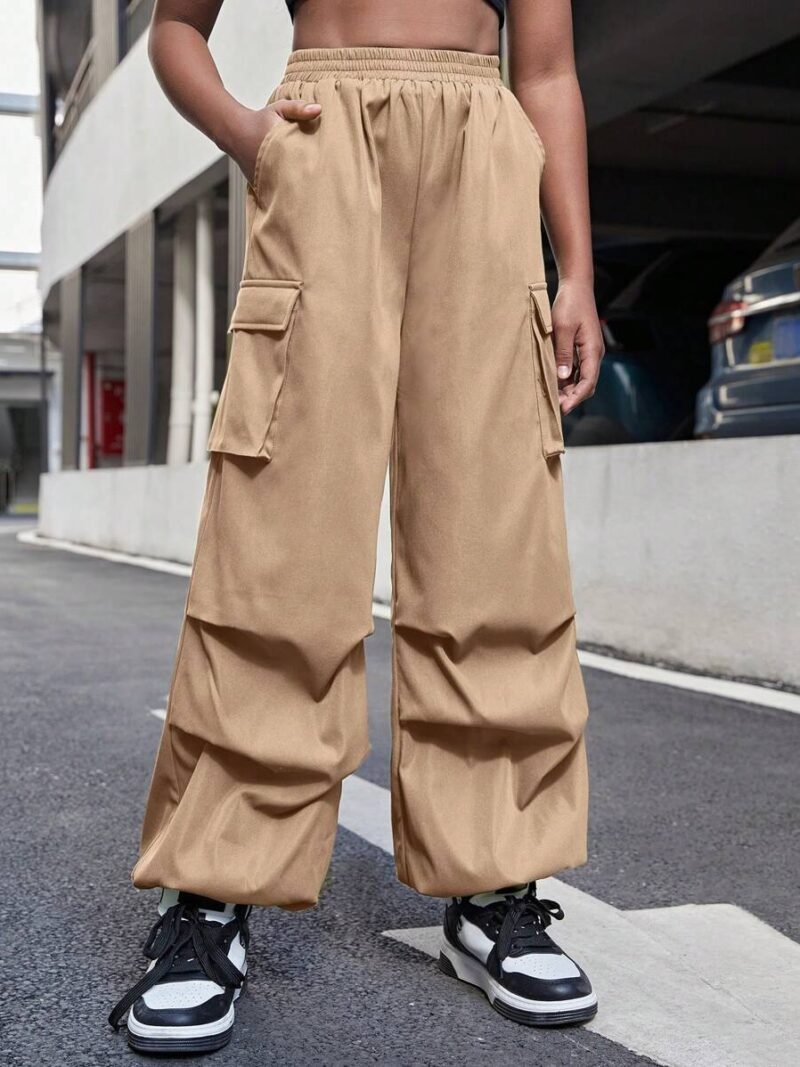 Casual Woven Solid Color Cargo Pants