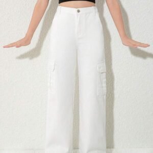 Loose Fit Straight Leg Cargo Denim Pants