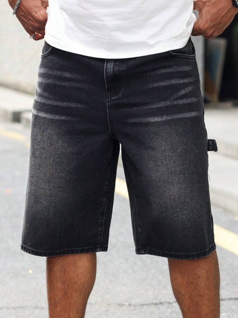 Simple Front Button Pocket Denim Shorts