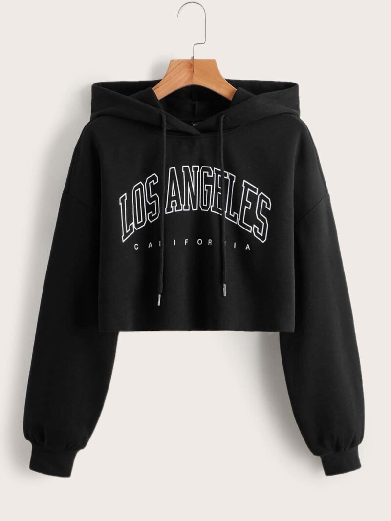 Letter Graphic Drop Shoulder Crop