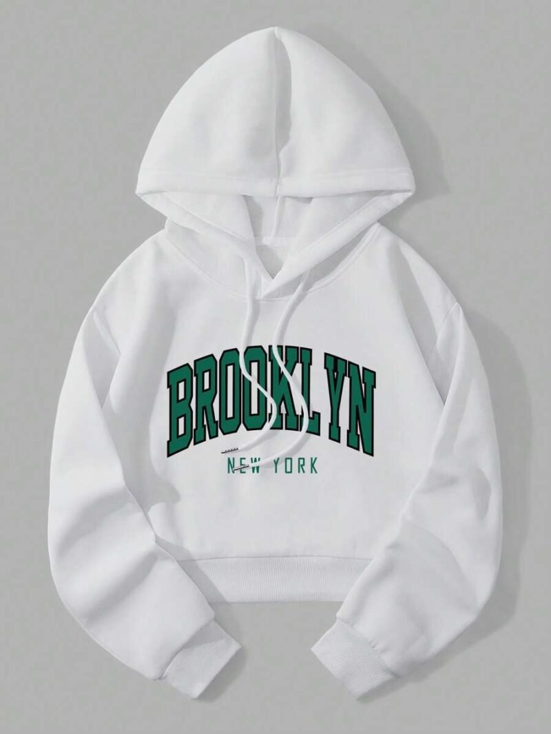 Letter Graphic Thermal Lined Drawstring Hooded