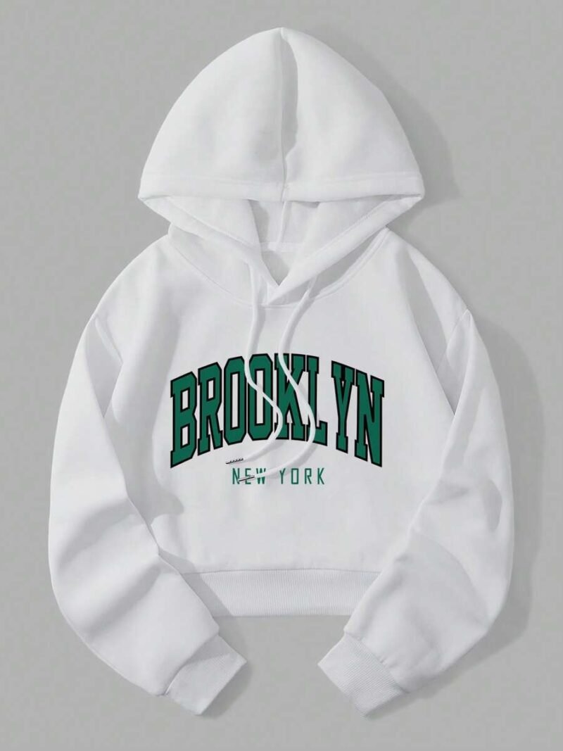 Letter Graphic Thermal Lined Drawstring Hooded