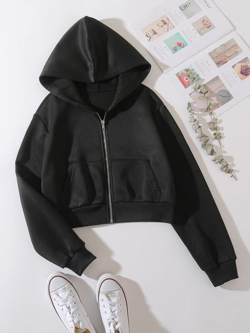 Solid Zip Up Drop Shoulder Thermal