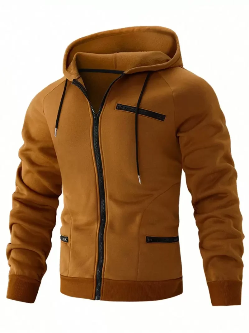 Thermal Lined Sweatshirt Plain Long Sleeve Zipper