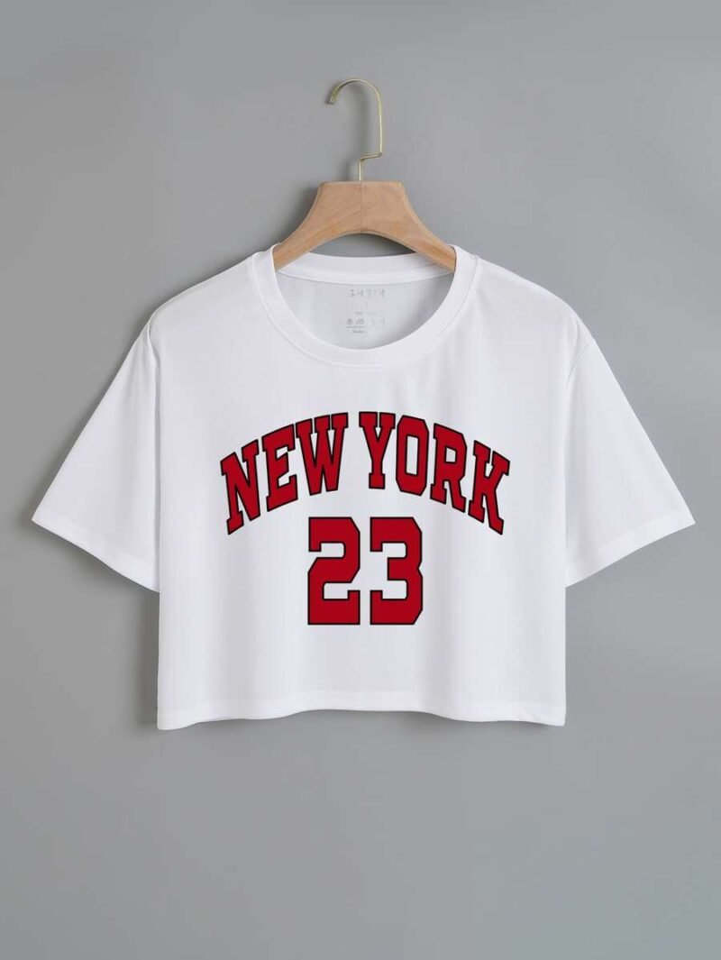 Letter Graphic Crop Tee Graphic Tees Women Tops