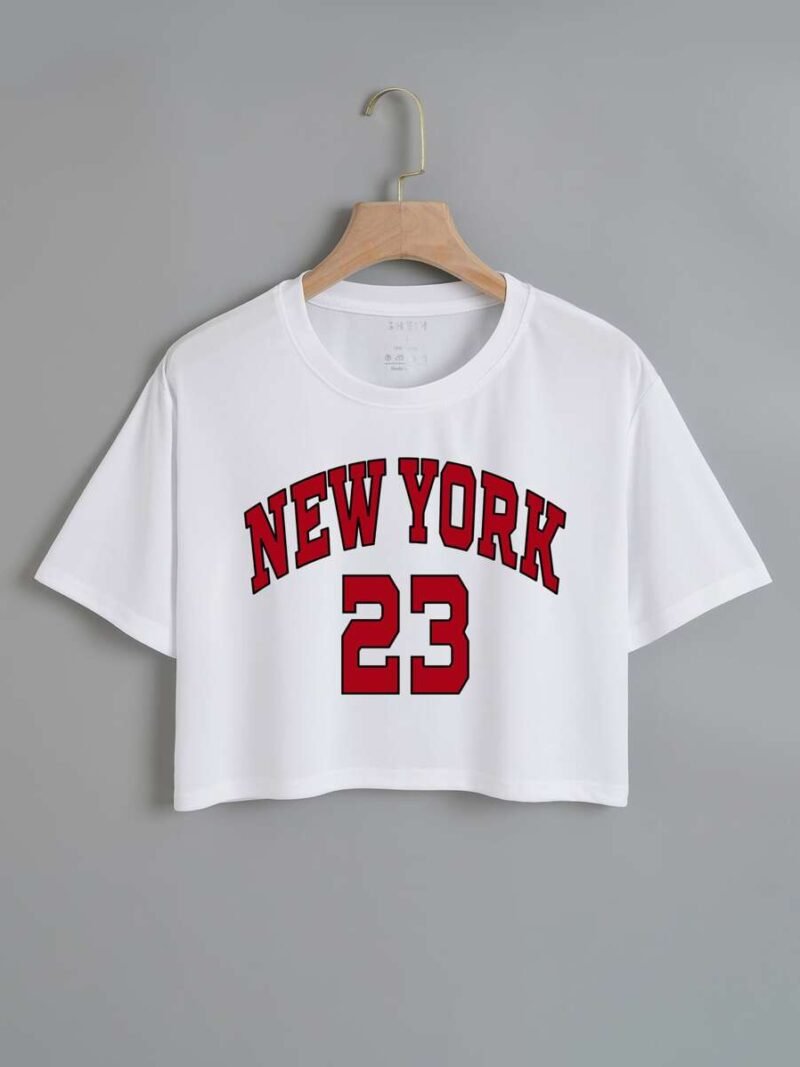 Letter Graphic Crop Tee Graphic Tees Women Tops