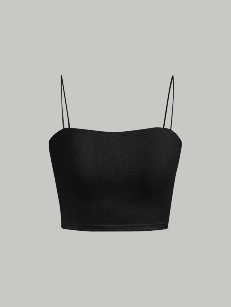 Solid Black Cami Crop Top