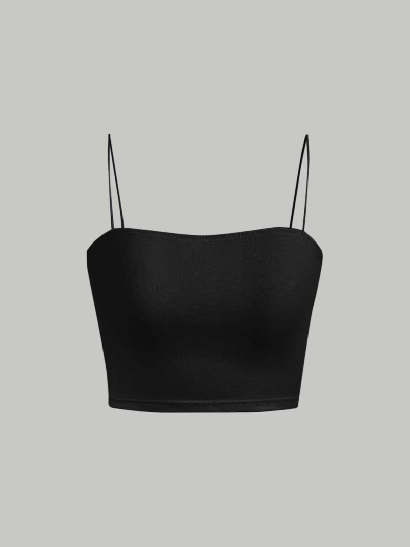 Solid Black Cami Crop Top