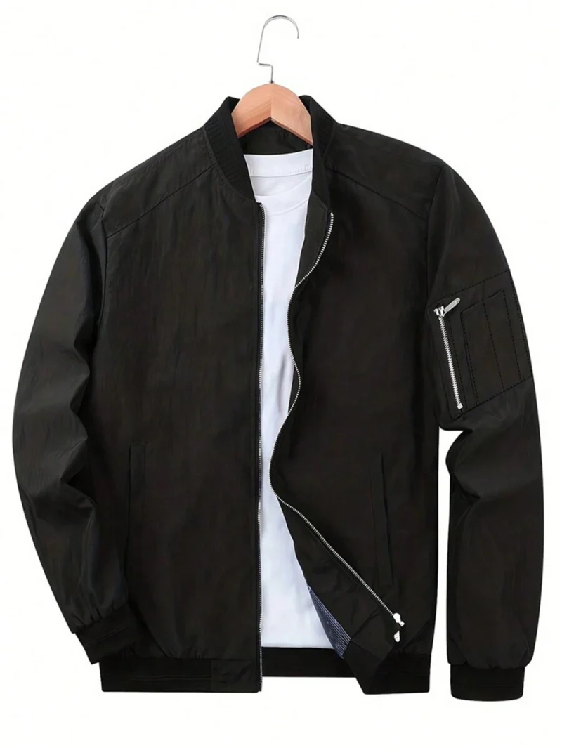 Solid Color Baseball Collar Jacket