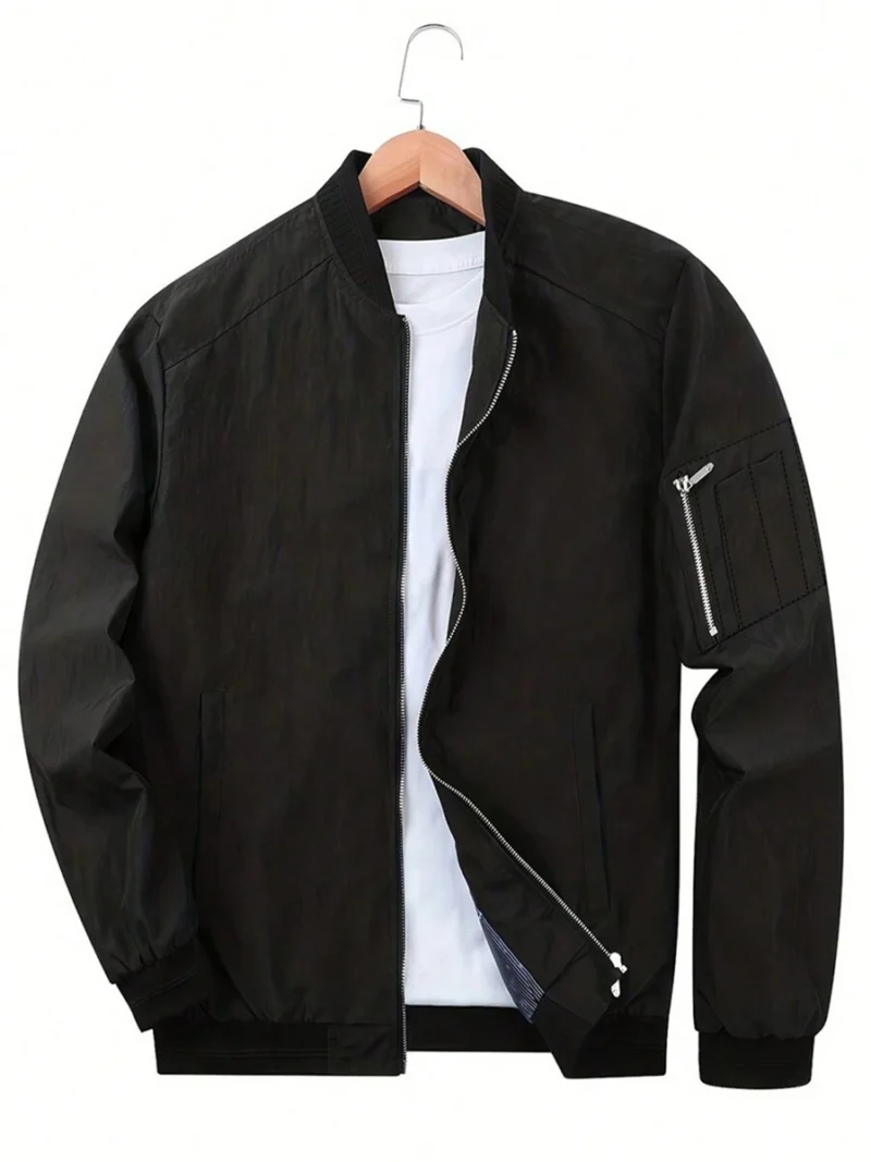 Solid Color Baseball Collar Jacket