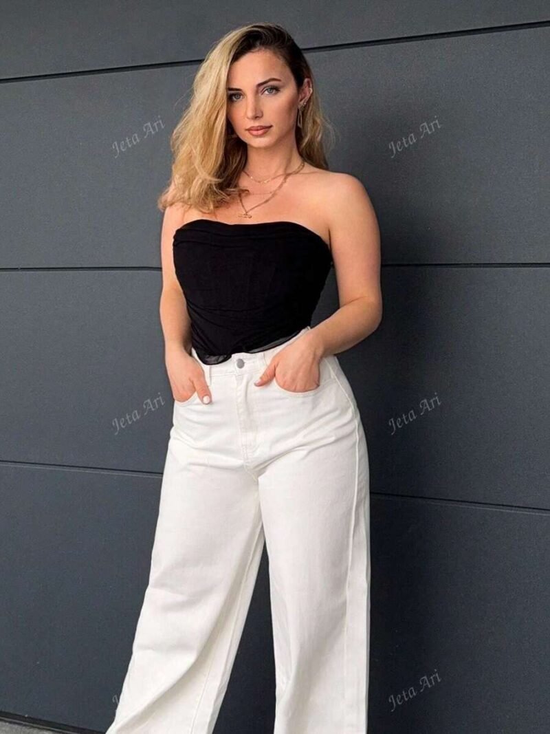 Solid Color Loose Harem Denim Pants For Women