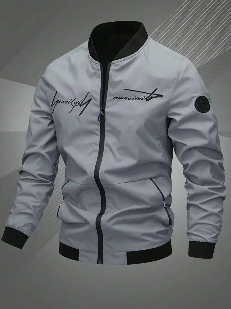 Windbreaker Jacket Letter Embroidery Bomber Style