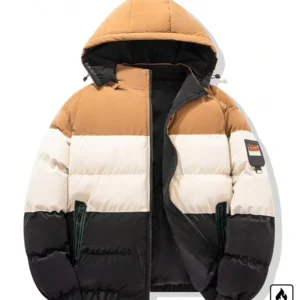 Casual Color Block Hooded Padded