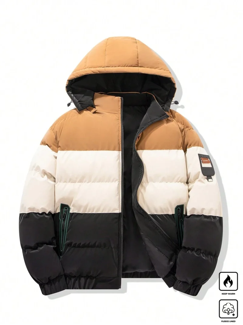 Casual Color Block Hooded Padded