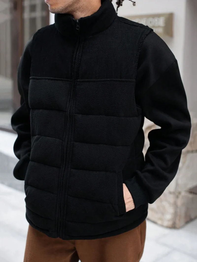 Black Zipper Sleeveless Vest  Daily Wear