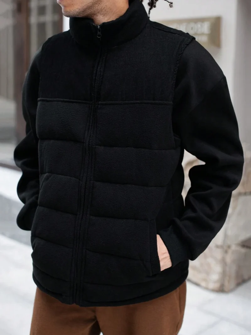 Black Zipper Sleeveless Vest  Daily Wear
