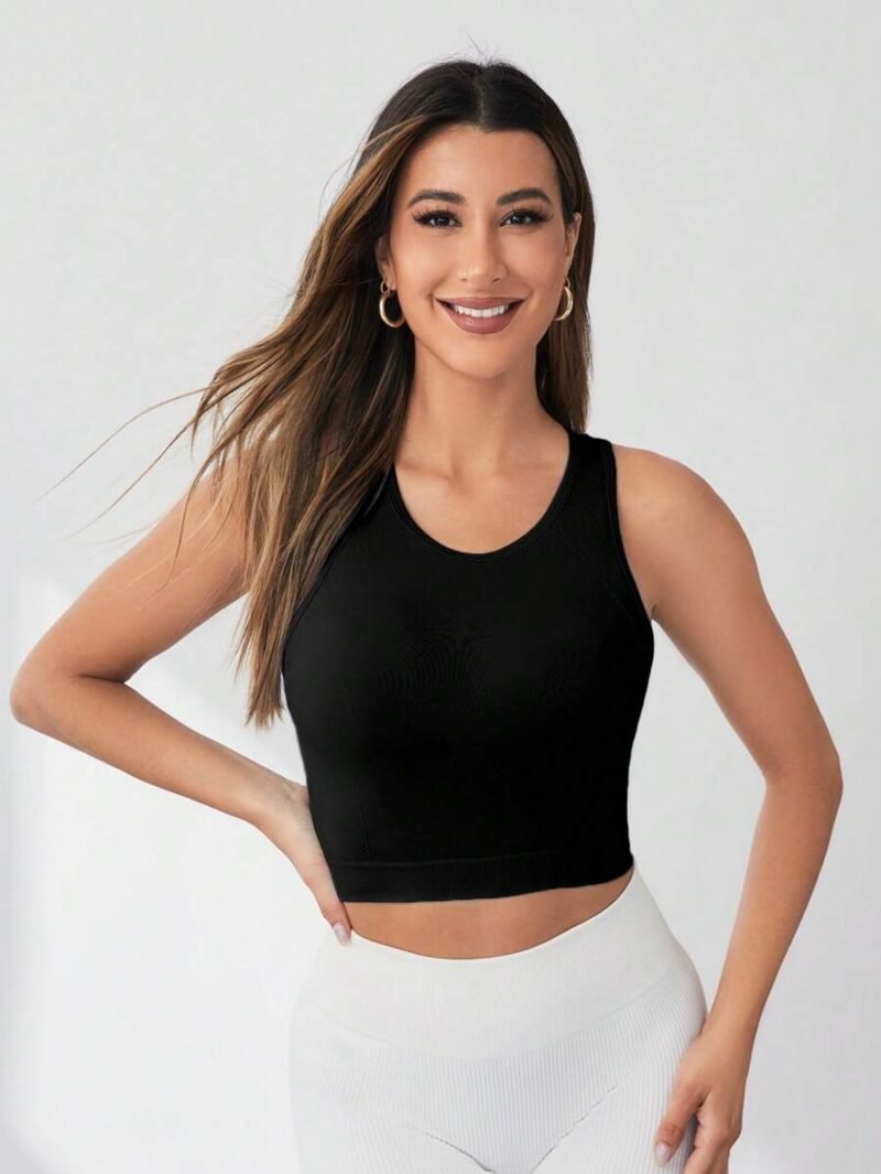 Stretch Seamless Solid Color Sleeveless Sports