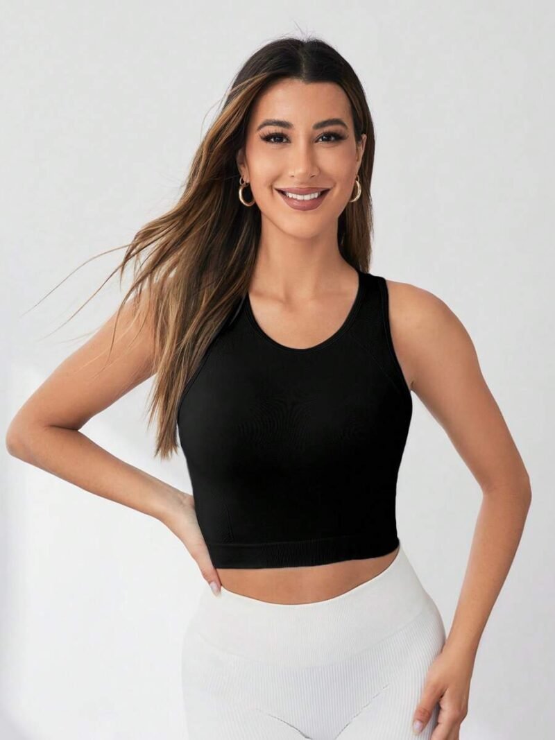 Stretch Seamless Solid Color Sleeveless Sports
