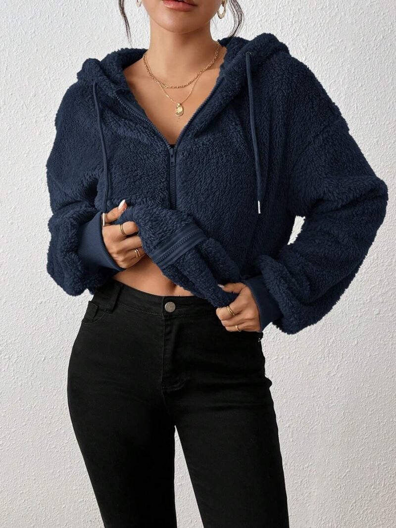 Solid Fleece Hooded Sweatshirt Thick Warm