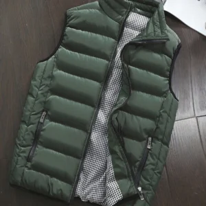 Slant Pocket Zip Up Vest Padded