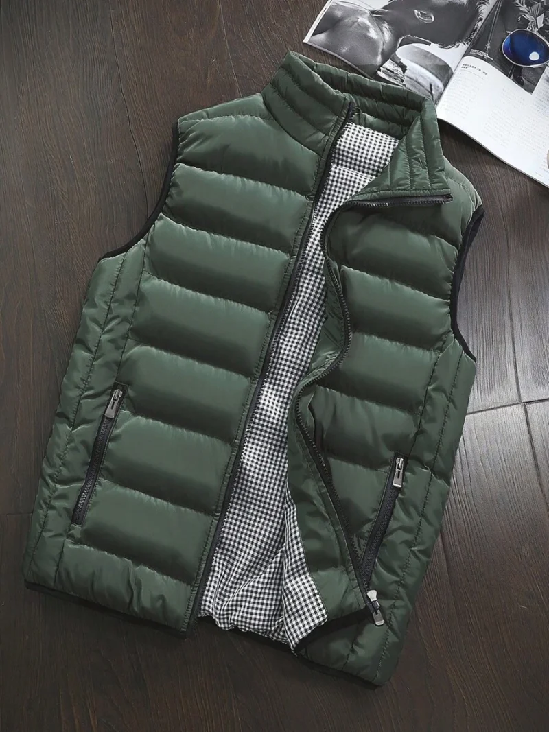 Slant Pocket Zip Up Vest Padded