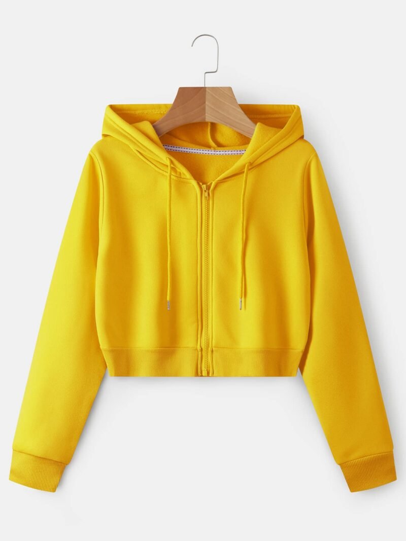 Zipper Drawstring Thermal Hoodie Long Sleeve Tops
