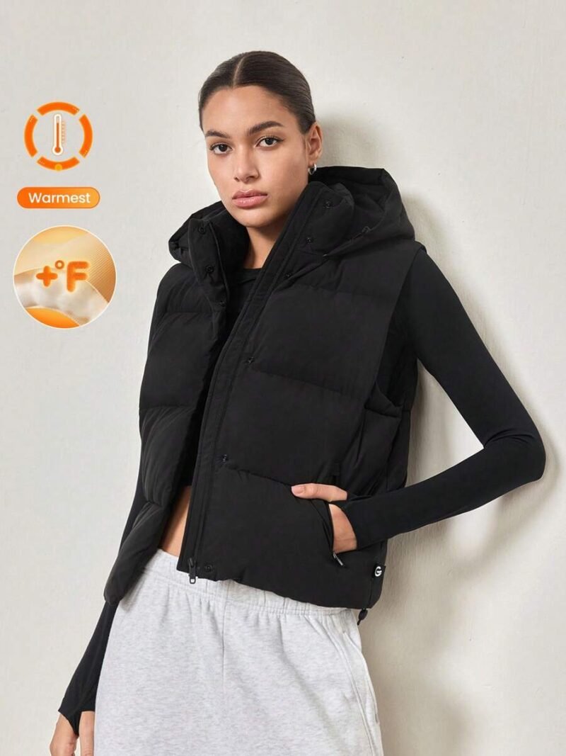 Lightweight Stand Collar Padded Sleeveless Puffer Hoodie