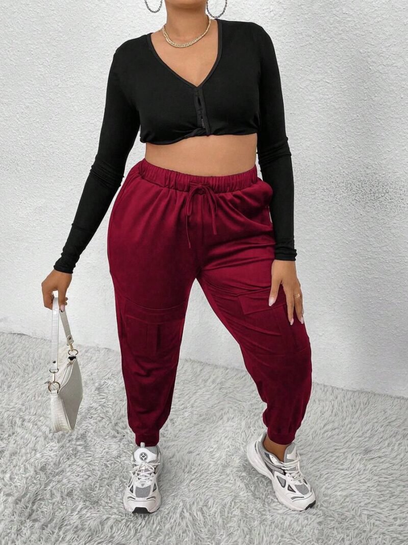 Drawstring Waist & Cuffed Workwear Long Trousers
