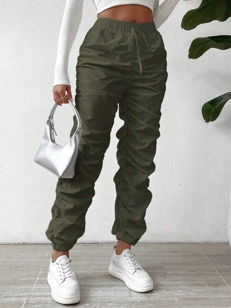 Solid Ruched jogger Pants