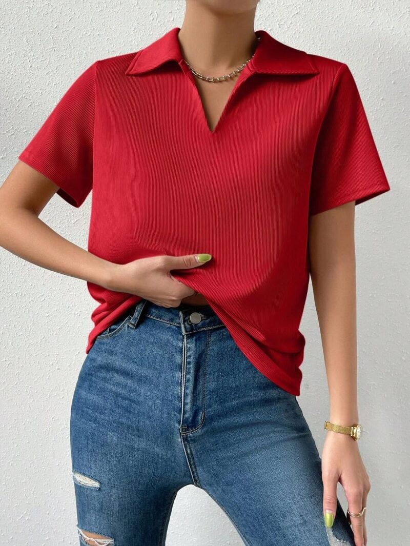 Solid Color Casual Polo Collar T Shirt