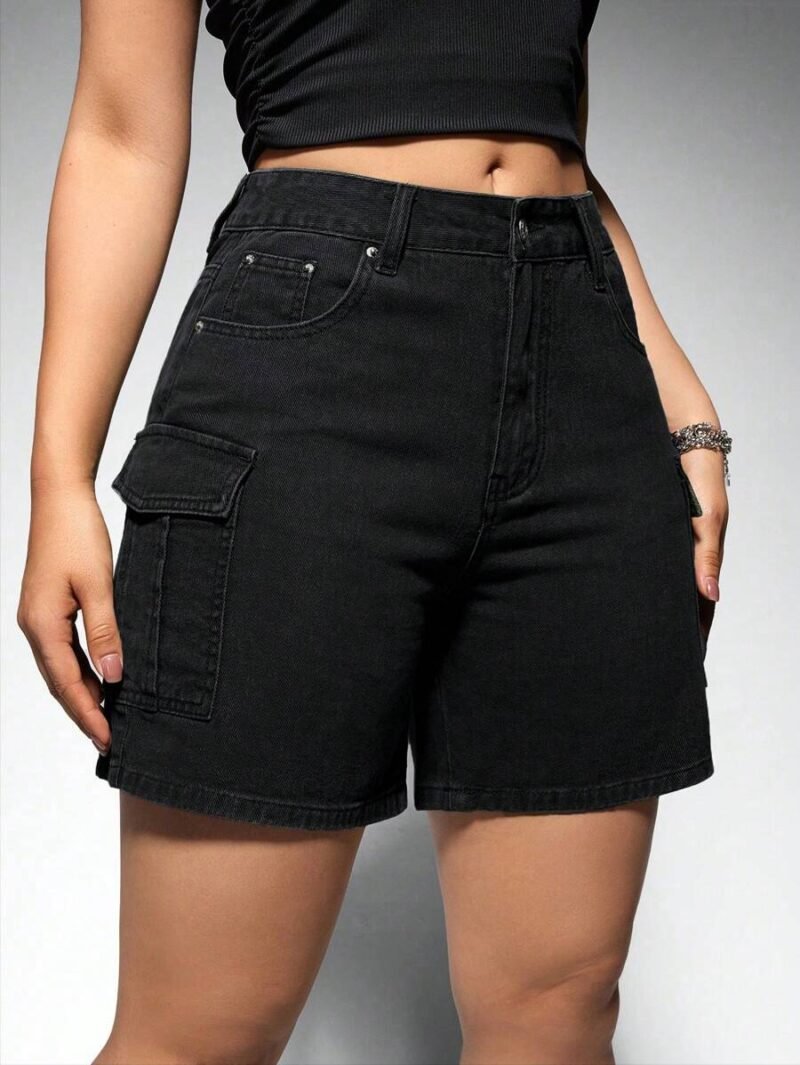 Casual Solid Color Denim Shorts