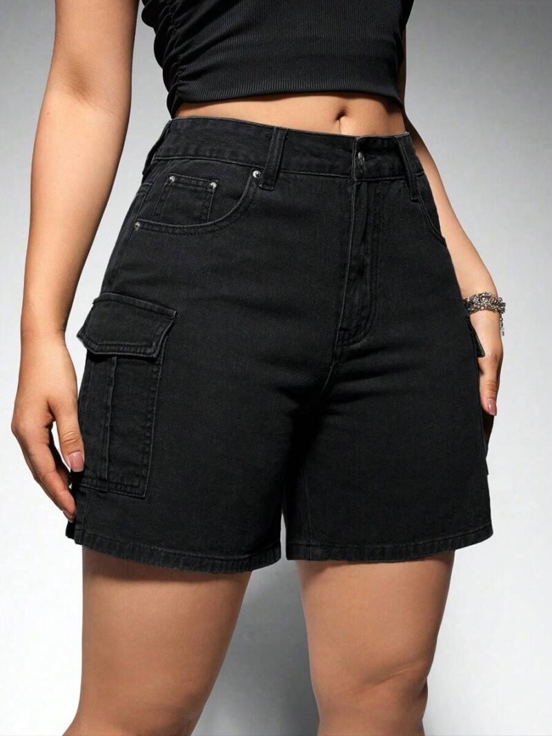 Casual Solid Color Denim Shorts
