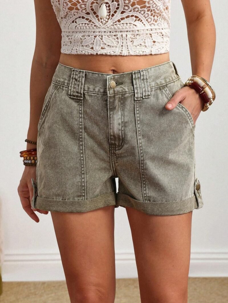 Casual Washed Distressed Denim Shorts