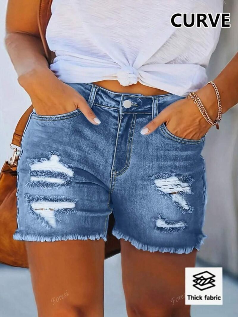 Tight Fitting Plus Size Denim Shorts