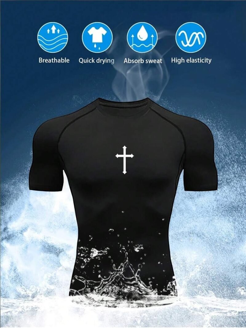 Cross Print Compression Tight Fit