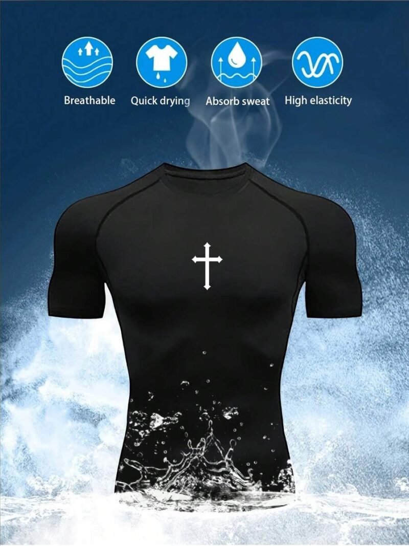 Cross Print Compression Tight Fit