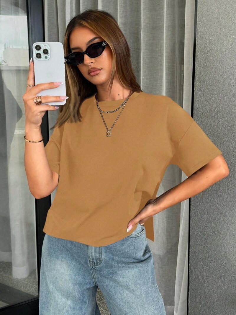 Simple Basic Short Front Long Back T Shirt