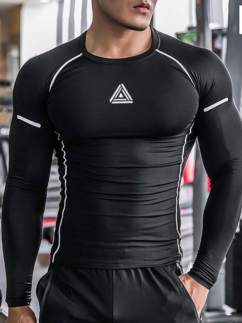 Geo Print Raglan Sports Tee Long Sleeve