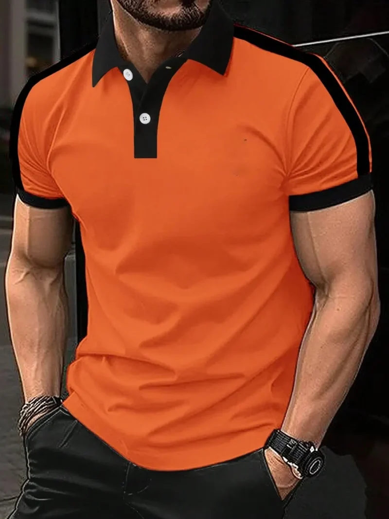 Horse Print Contrast Trim Polo Shirt