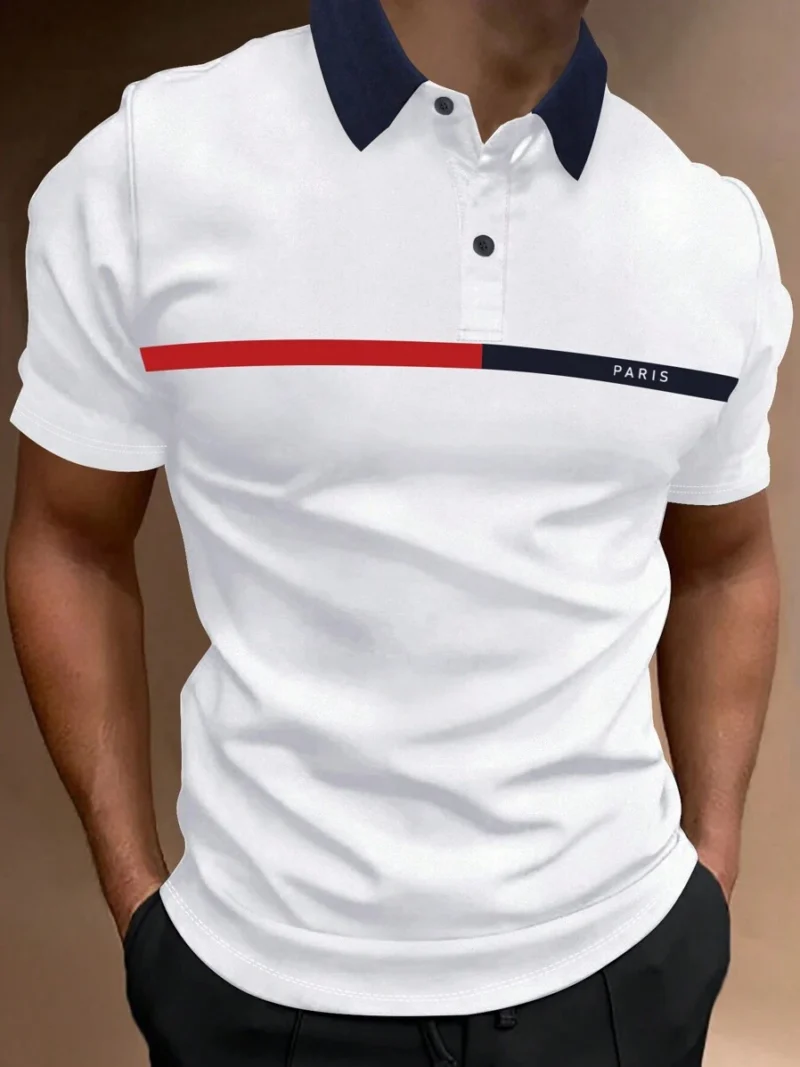 Letter Graphic Contrast Collar Block Business Casual