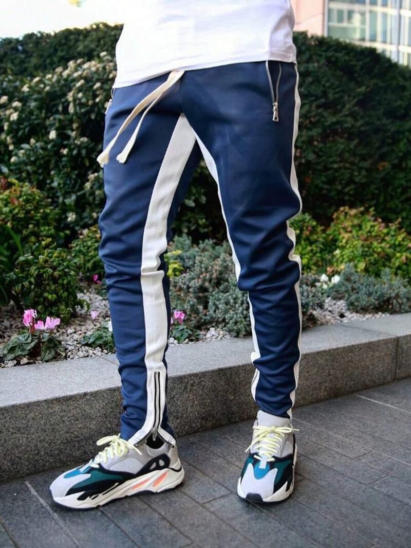 Zip Hem Drawstring Waist Sports Pants