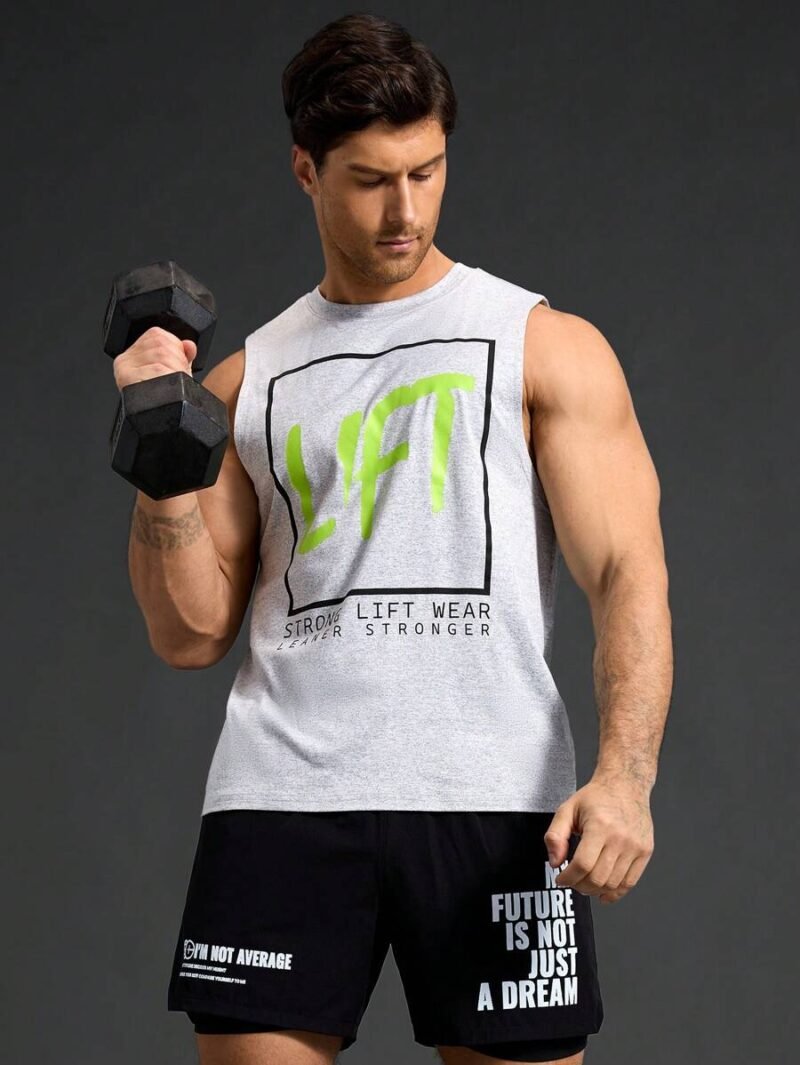 Gray LIFT Graphic Muscle Tank Top  Workout Gym