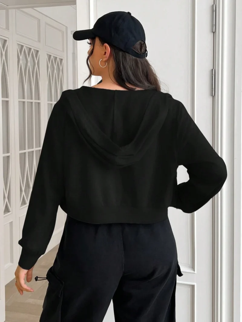 Plus Size Long Sleeve Crop Hooded