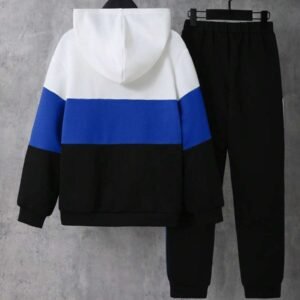 Colorblock Loose Hooded Zip Up Sweatshirt