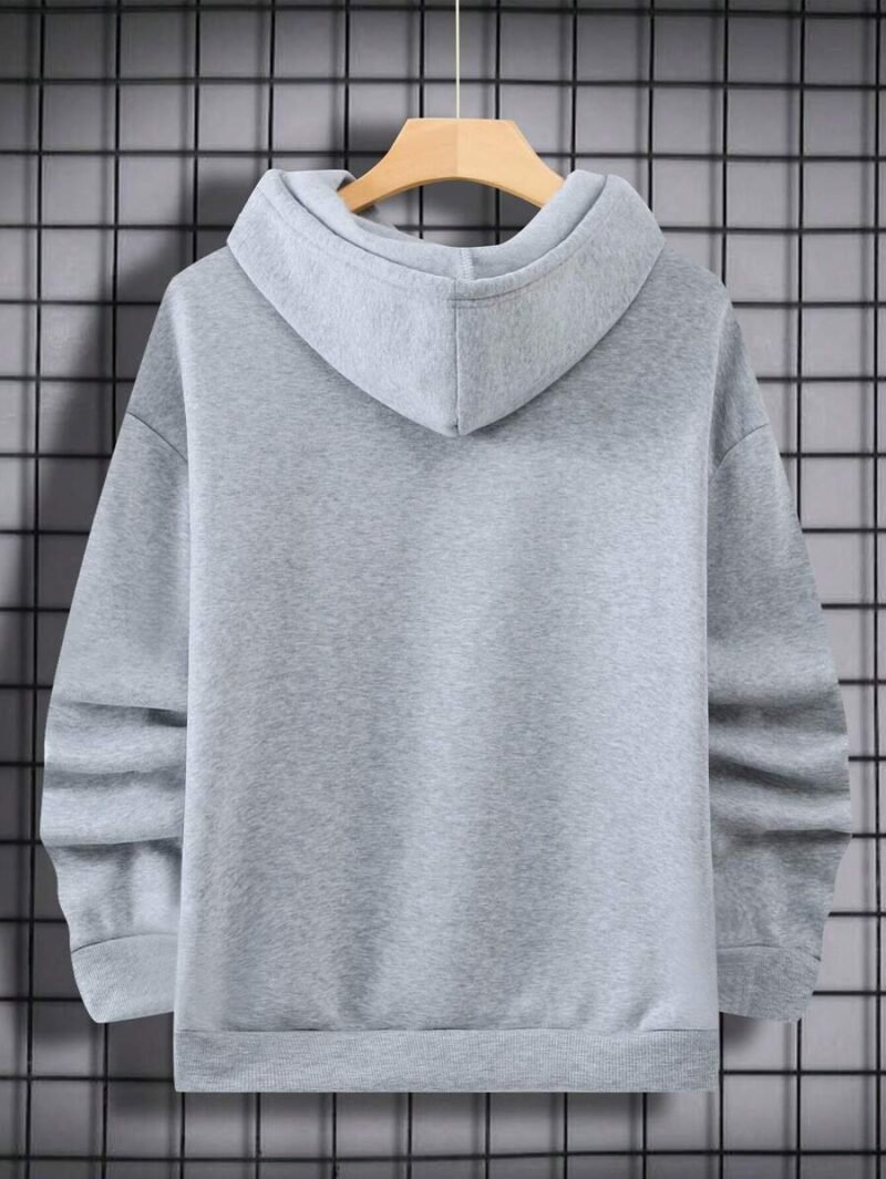 Letter Printed Drawstring Hooded Fleece Sweatshirt
