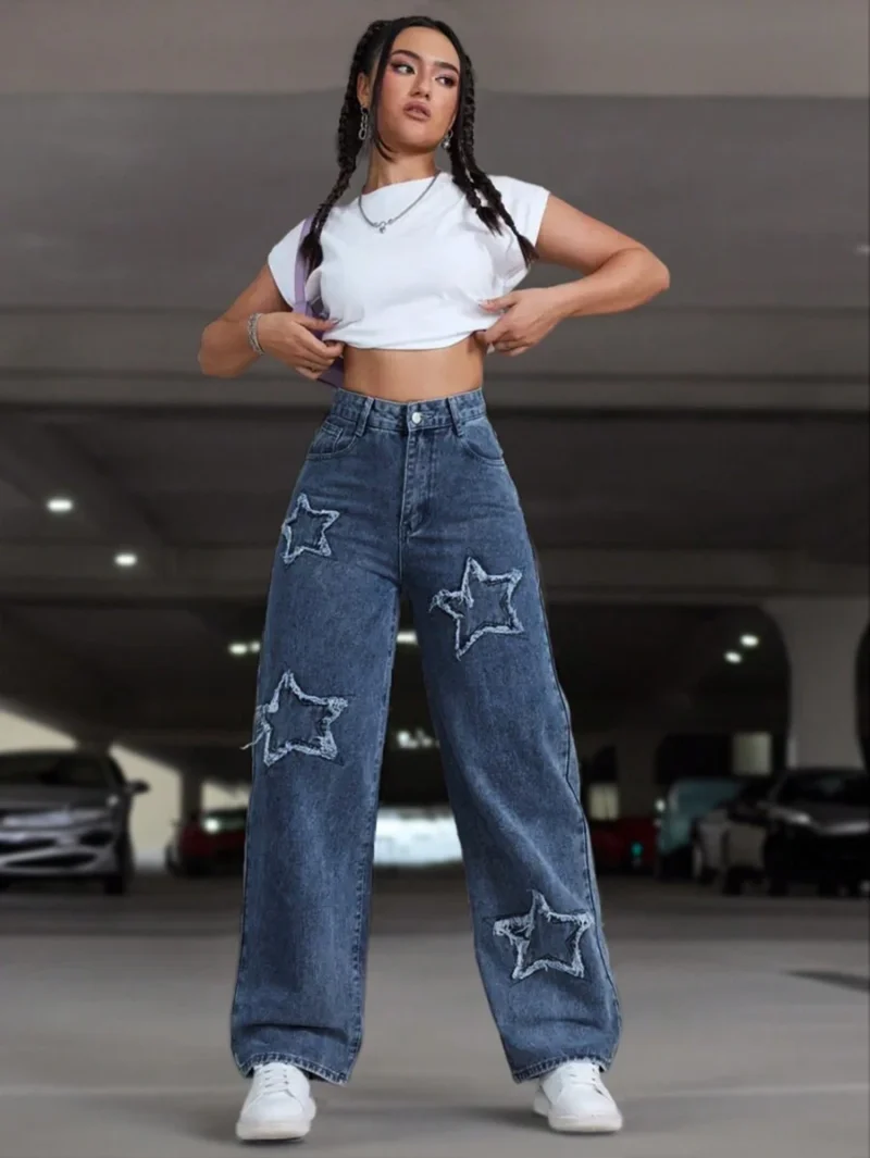 Casual Star Embroidered Denim Jeans