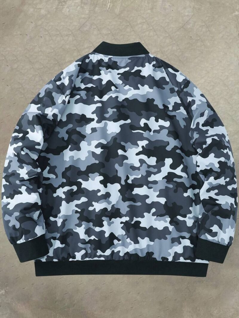 Casual Camo Print Zip Up Jacket Suitable